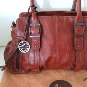 Monsac Authentic Handbag purse & Shoulder Bag Leather Brown Color